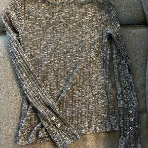 Michael Stars Gray Ribbed Turtleneck Top